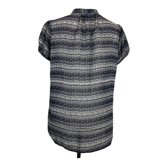 Gap Factory Navy Blue Cream Striped Sheer Tie-Front Blouse Women Size M Medium - Picture 3 of 6